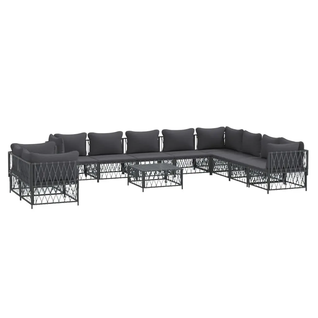 Garden Lounge Set Anthracite 11 Piece Modular Sofa Outdoor Furniture