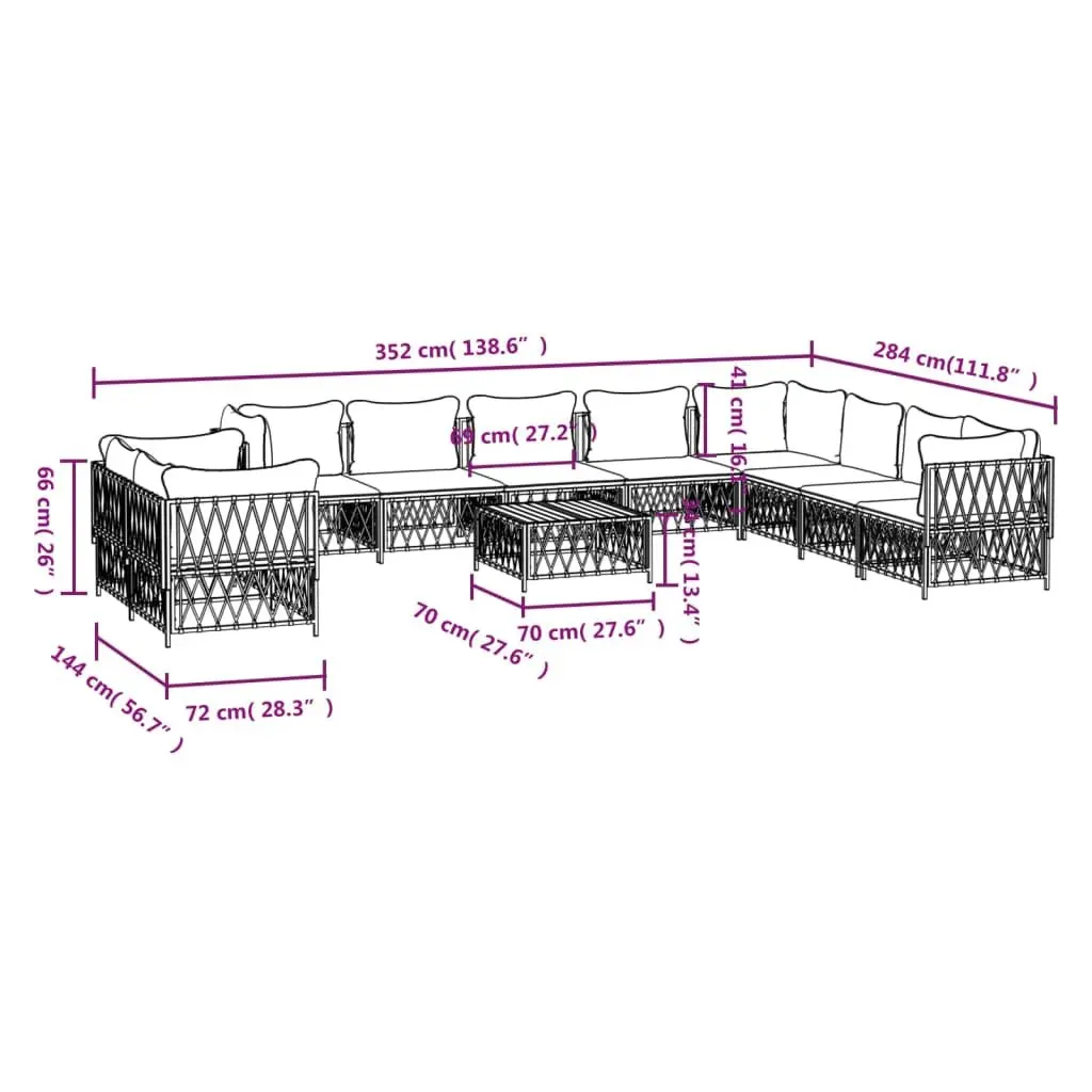 Garden Lounge Set Anthracite 11 Piece Modular Sofa Outdoor Furniture