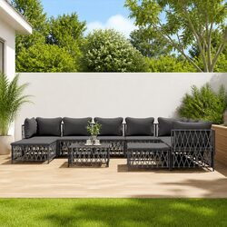 Concise 10-Piece Outdoor Lounge Set with Cushions