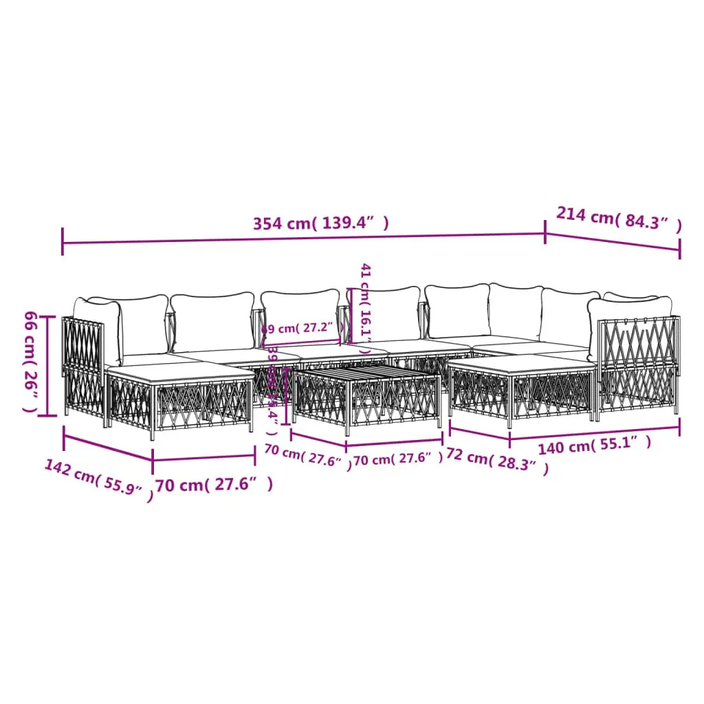 Garden Lounge Set 10 Piece Outdoor Furniture Modular Sofa with Cushions