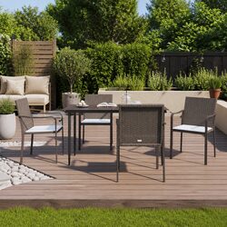 Garden Dining Set 5 Piece Outdoor Furniture Poly Rattan Steel with Cushions