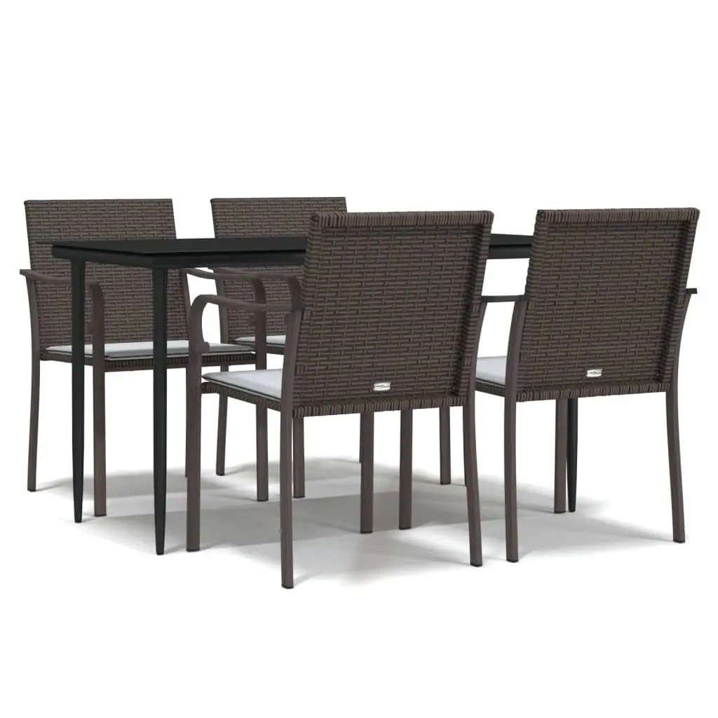 Garden Dining Set 5 Piece Outdoor Furniture Poly Rattan Steel with Cushions