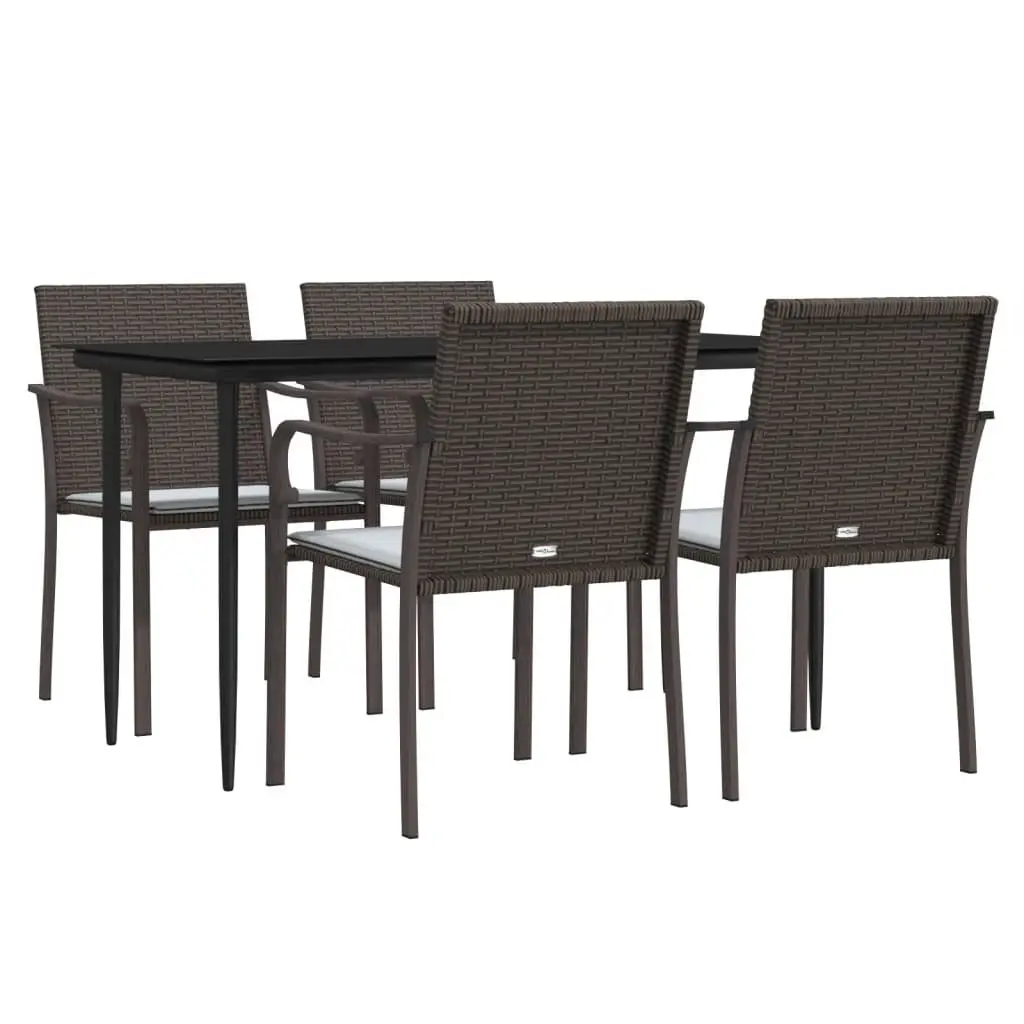 Garden Dining Set 5 Piece Outdoor Furniture Poly Rattan Steel with Cushions