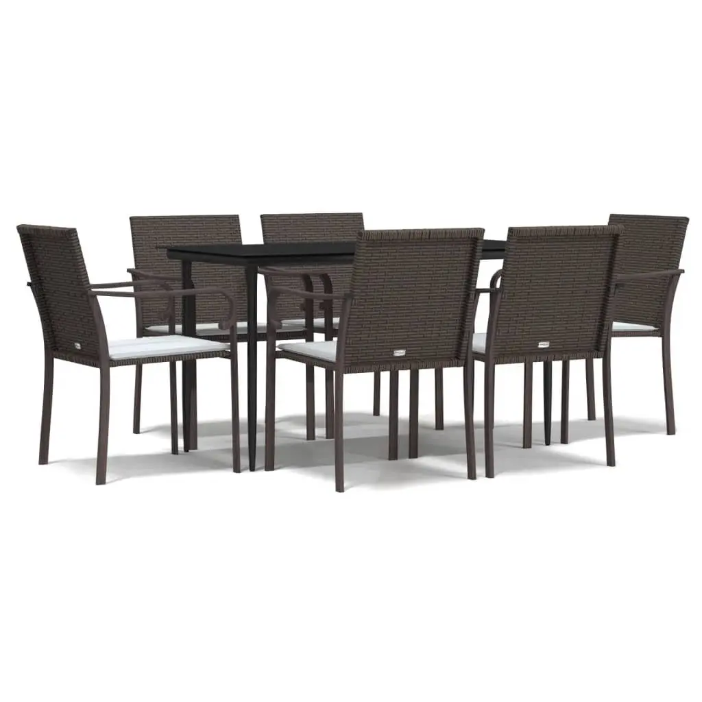 7 Piece Garden Dining Set Outdoor Patio Furniture with Cushions Poly Rattan