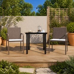 Garden Dining Set 3 Piece Outdoor Furniture Poly Rattan Steel Frame with