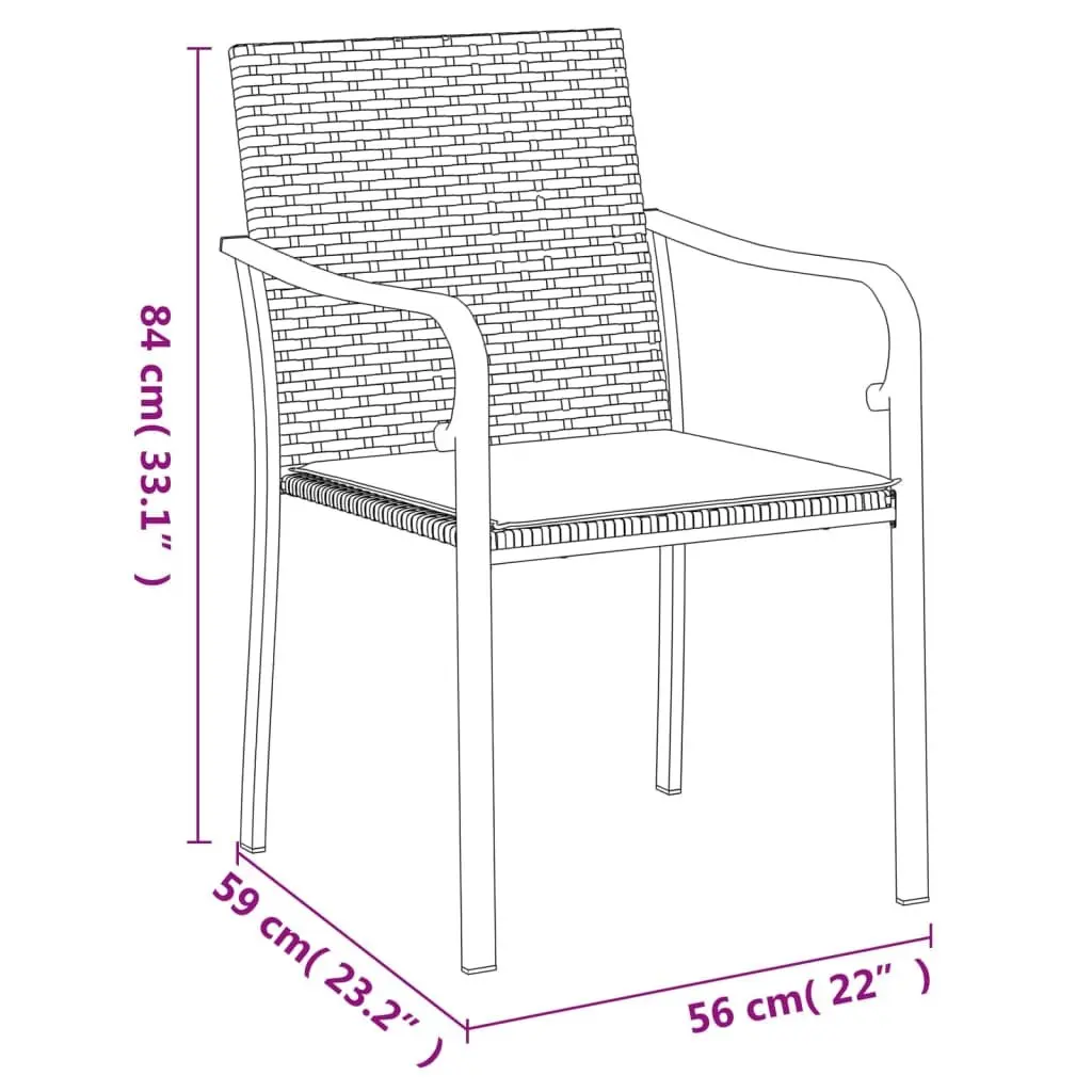 Garden Dining Set 3 Piece Outdoor Furniture Poly Rattan Steel Frame with
