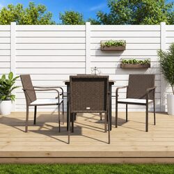 Garden Dining Set 5 Piece Outdoor Patio Furniture with Cushions Rattan Steel