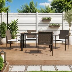 Sturdy 5-Piece Garden Dining Set with Steel Frame