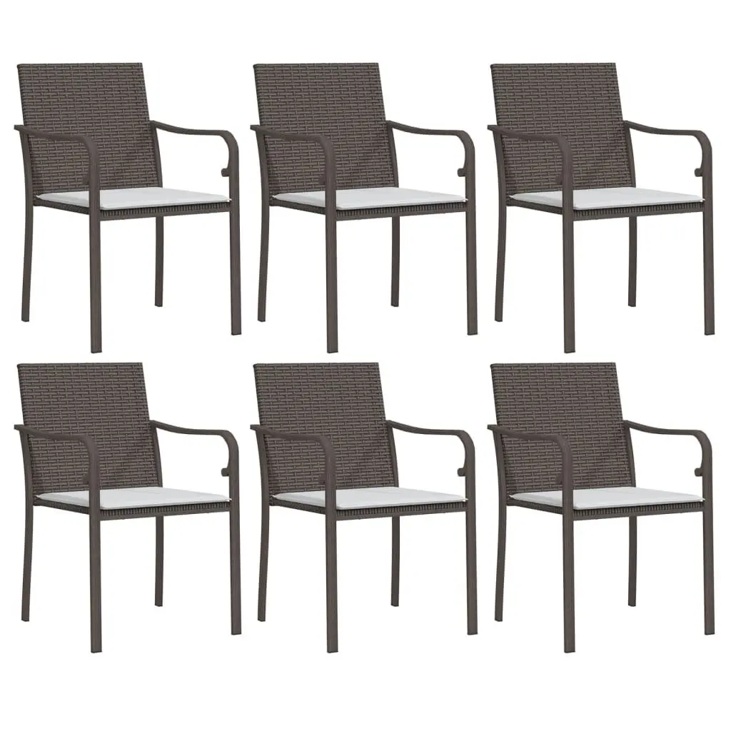 7 Piece Garden Dining Set Brown PE Rattan Steel Frame Cushioned Chairs