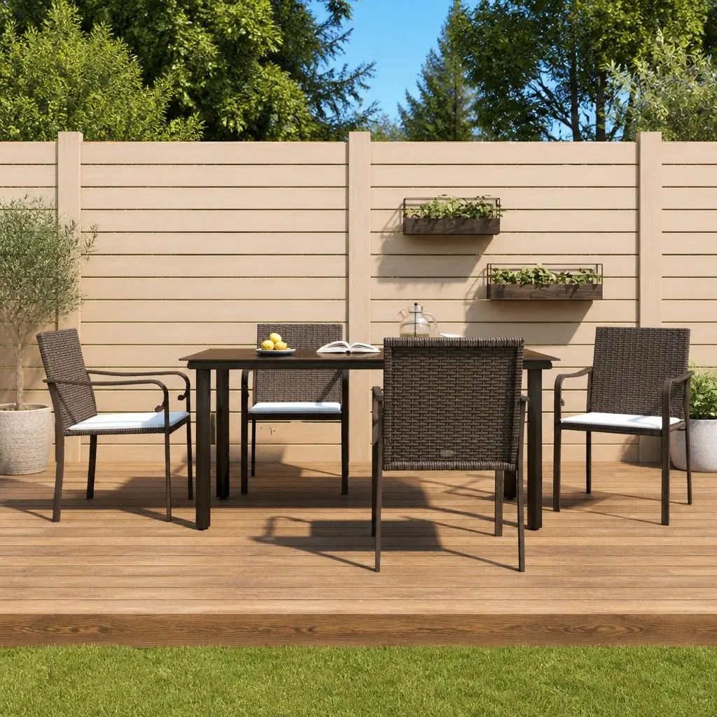 5-Piece Garden Dining Set with Steel Frame and Cushions