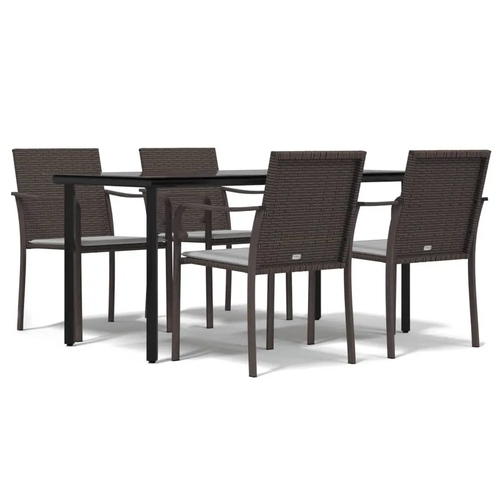 5-Piece Garden Dining Set with Steel Frame and Cushions