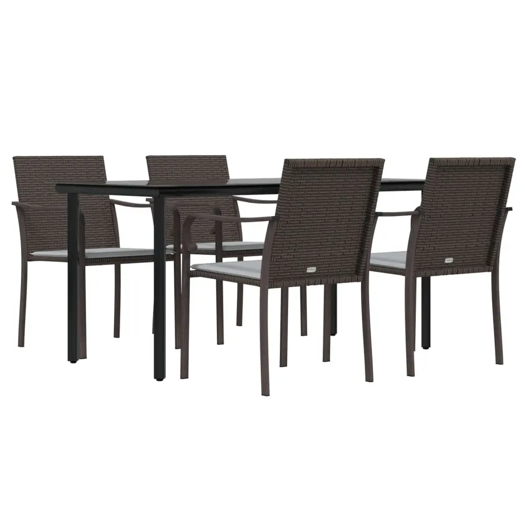 5-Piece Garden Dining Set with Steel Frame and Cushions