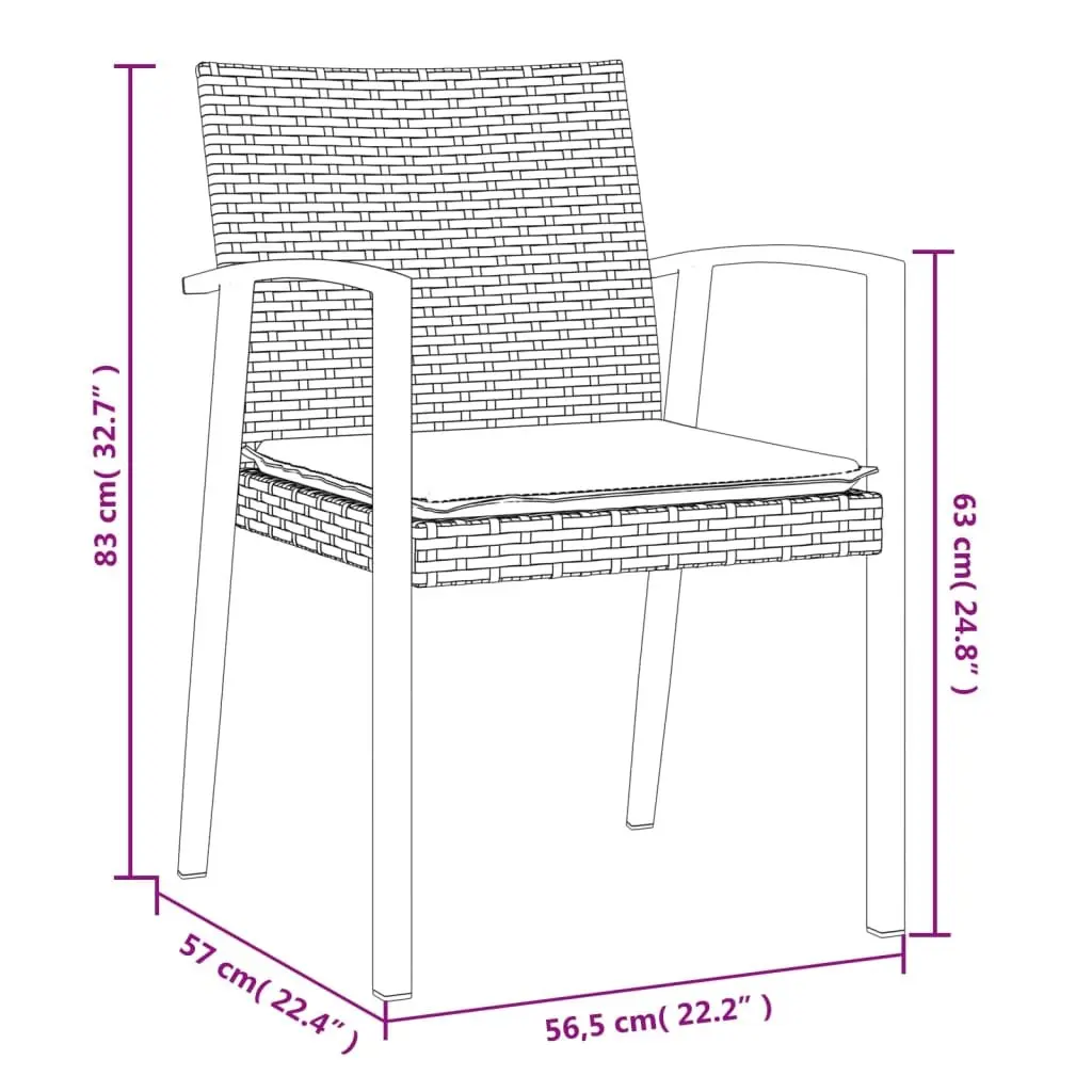 Garden Dining Set 3 Piece Outdoor Furniture Poly Rattan Steel Frame Chairs Table