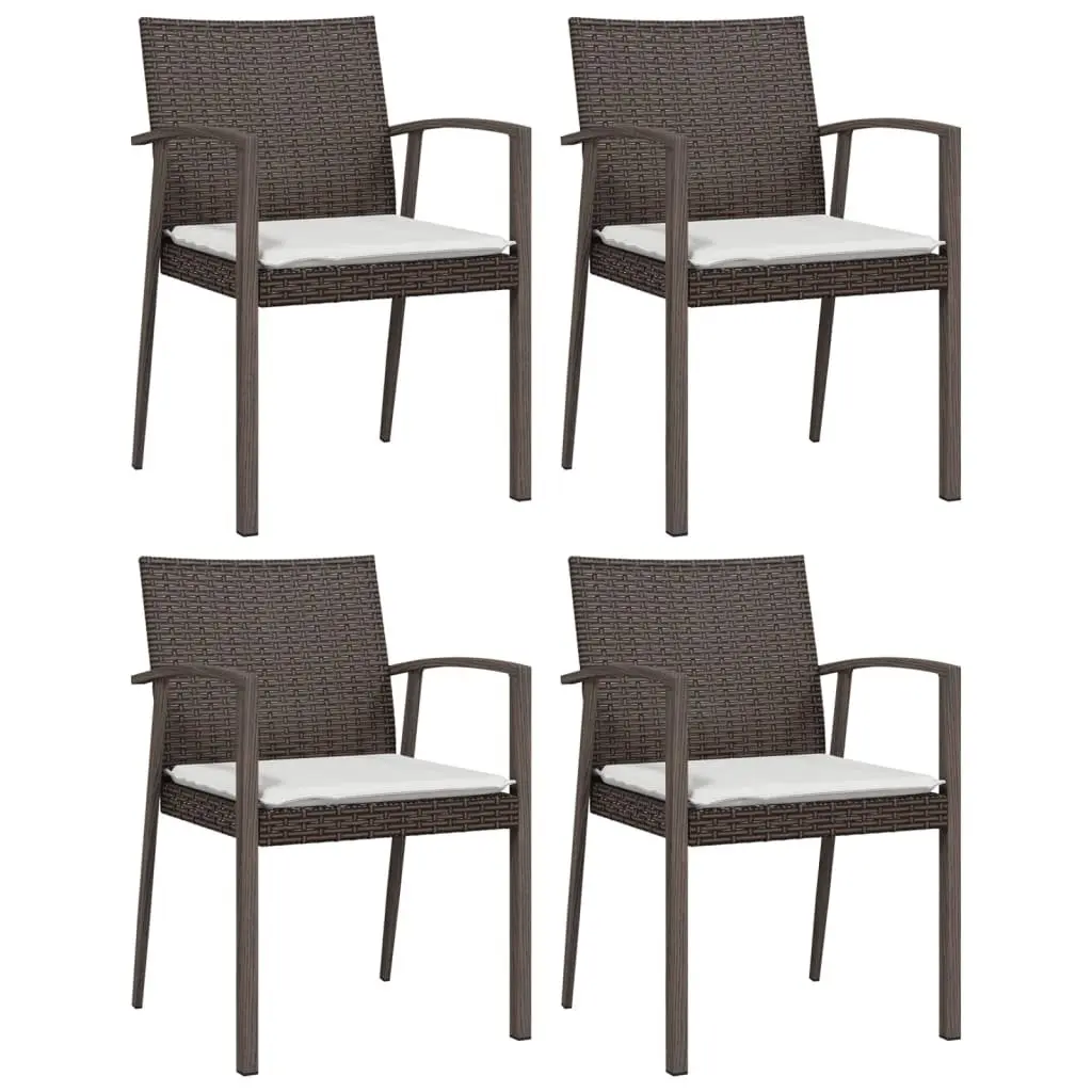 Garden Dining Set Brown 5 Piece Outdoor Patio Furniture Cushioned Chairs Poly Rattan