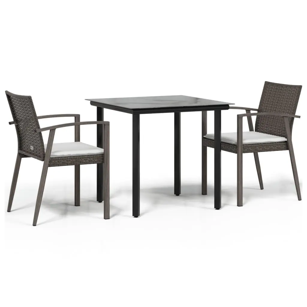 Garden Dining Set 3 Piece Outdoor Furniture Poly Rattan Steel Patio Table Chairs