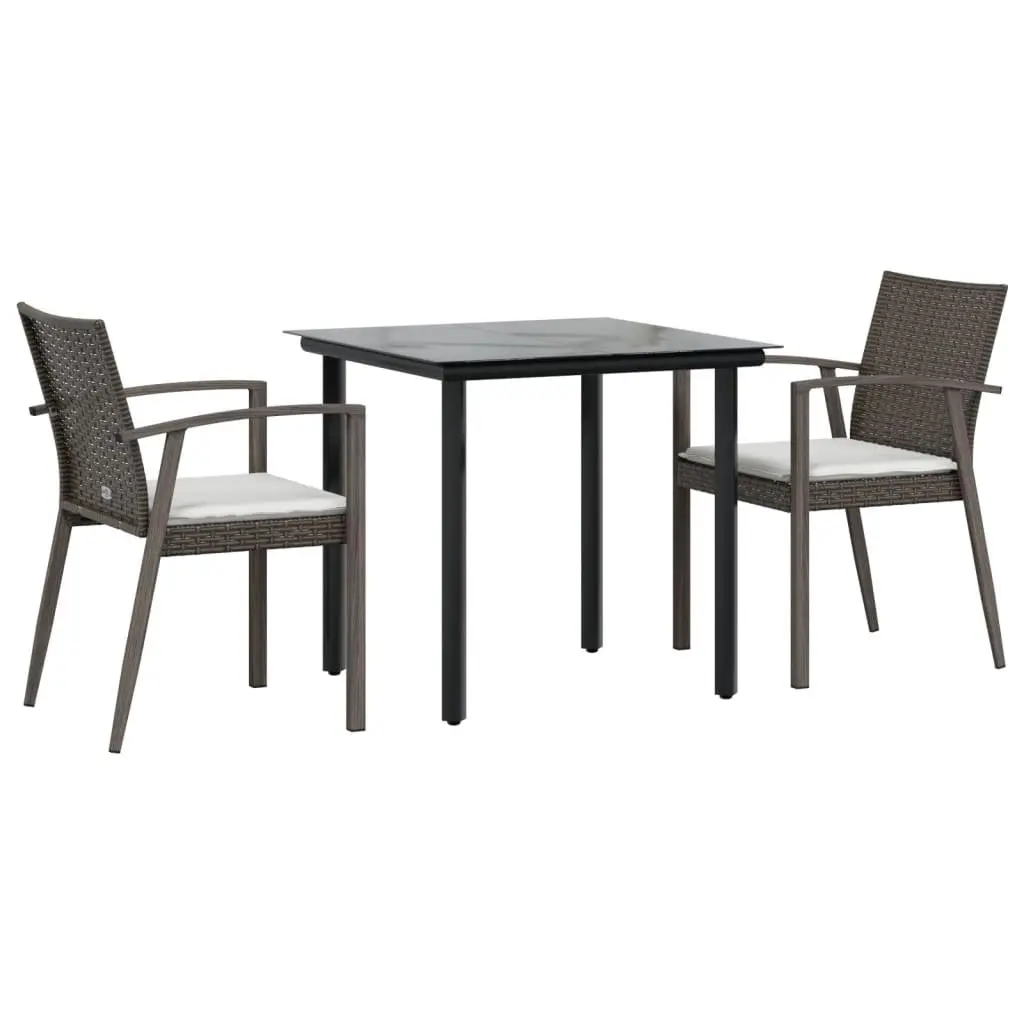 Garden Dining Set 3 Piece Outdoor Furniture Poly Rattan Steel Patio Table Chairs