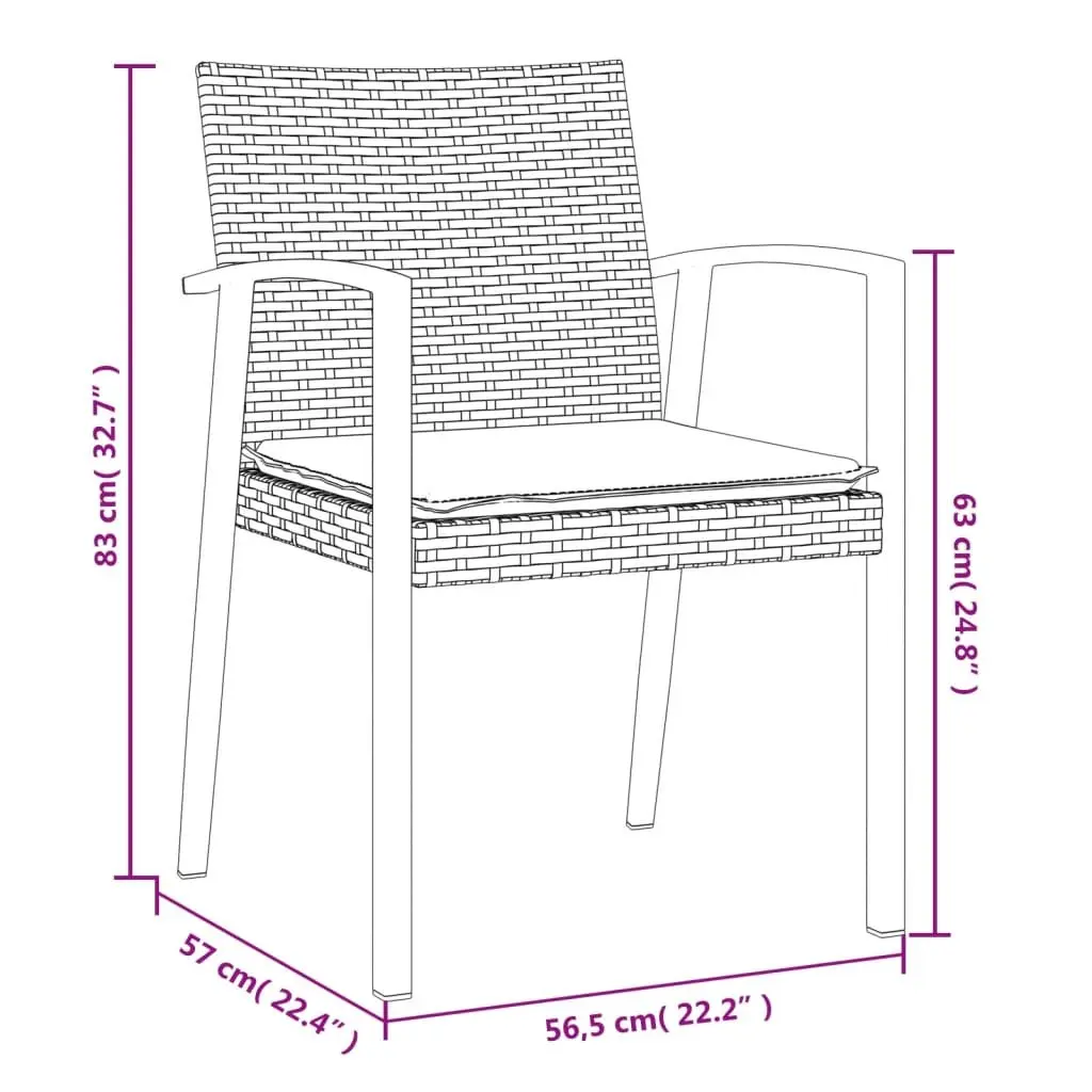 Garden Dining Set 3 Piece Outdoor Furniture Poly Rattan Steel Patio Table Chairs