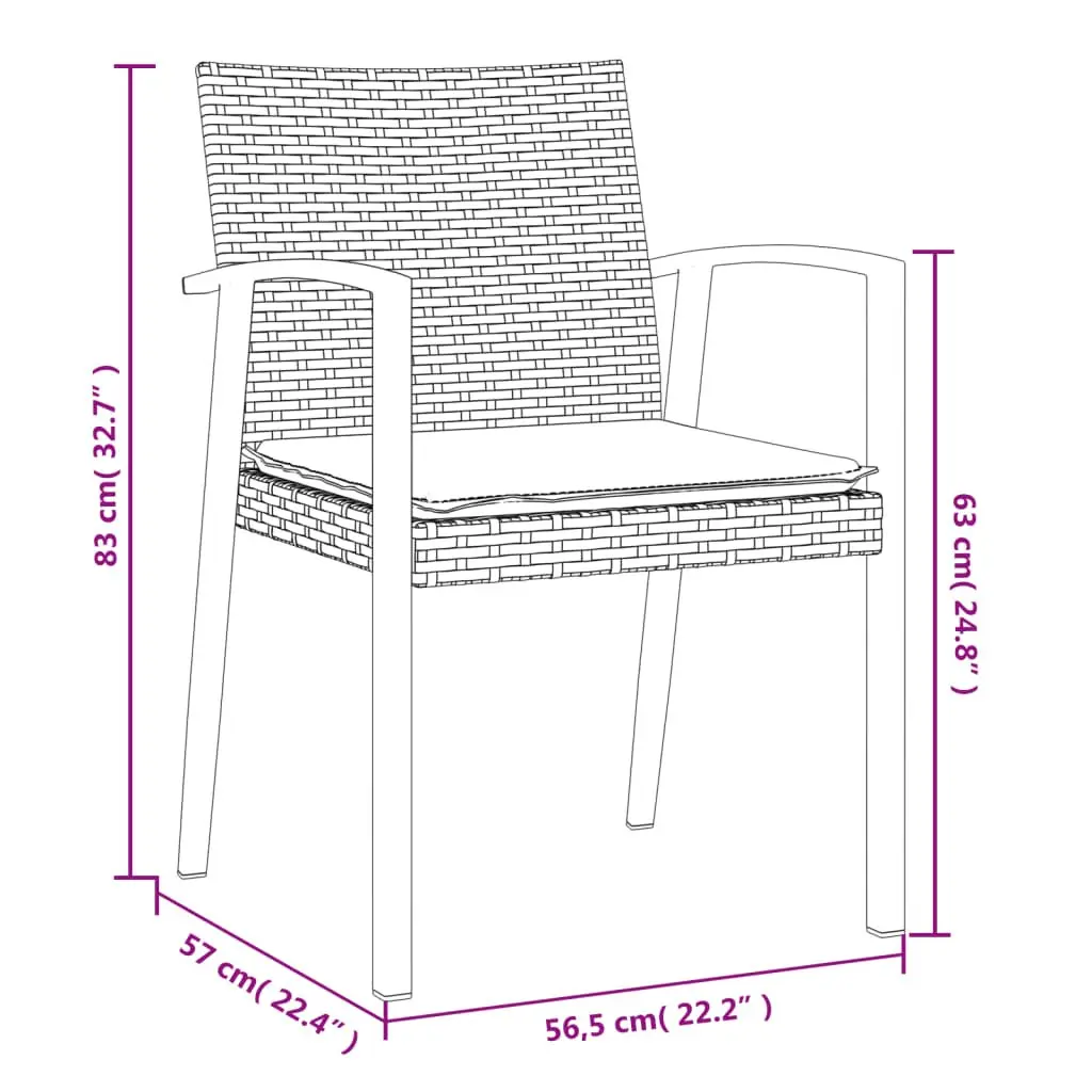 Garden Dining Set Black 3 Piece Outdoor Furniture Poly Rattan Steel Chairs Table
