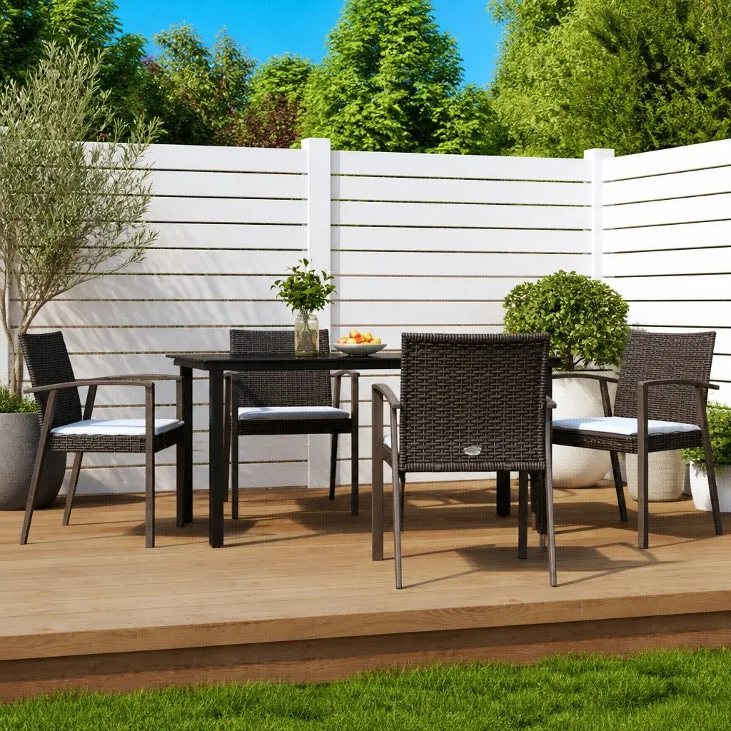 Garden Dining Set Brown 5 Piece Outdoor Furniture Poly Rattan Table Chairs