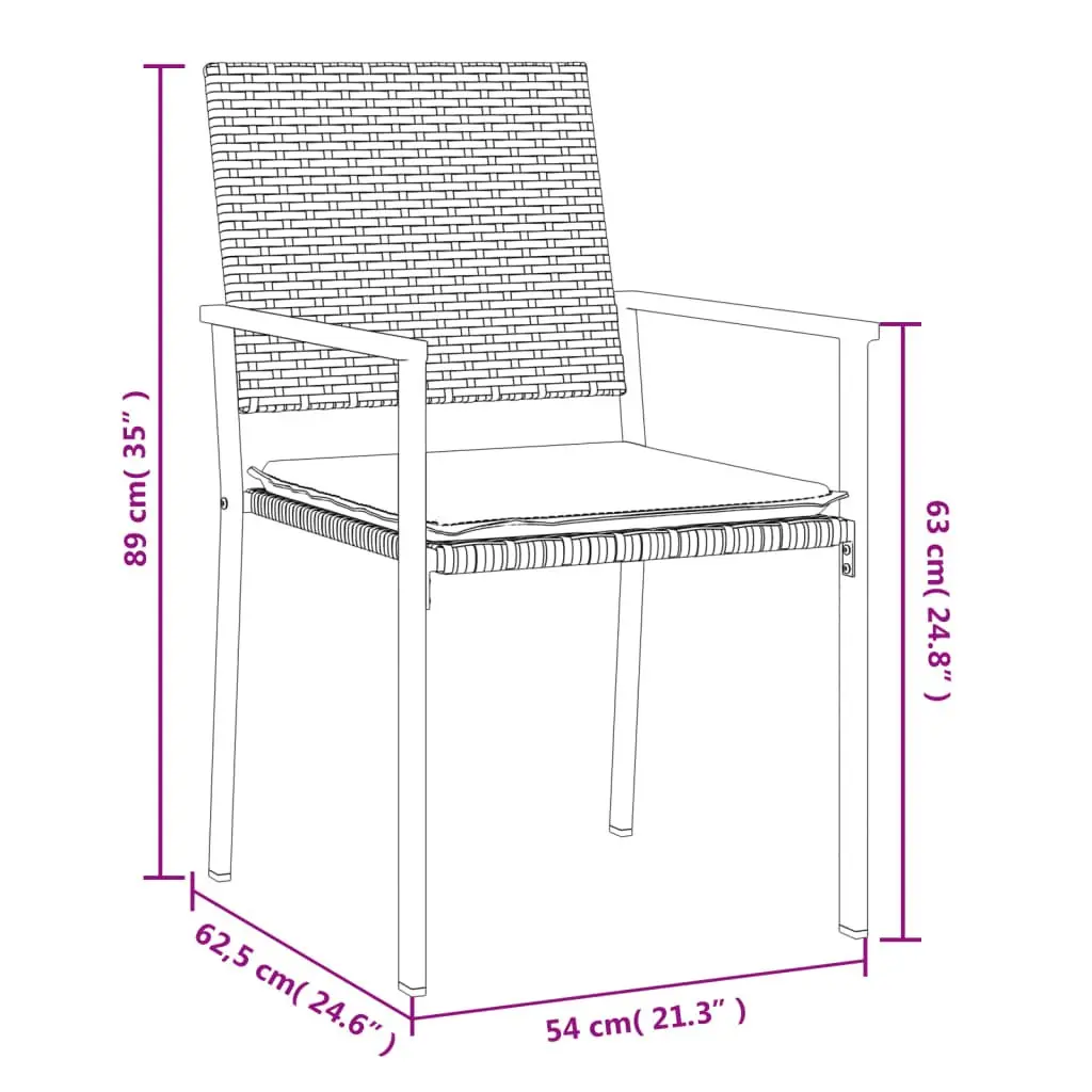 Garden Dining Set 3 Piece Outdoor Furniture Patio Table Chair with Cushions