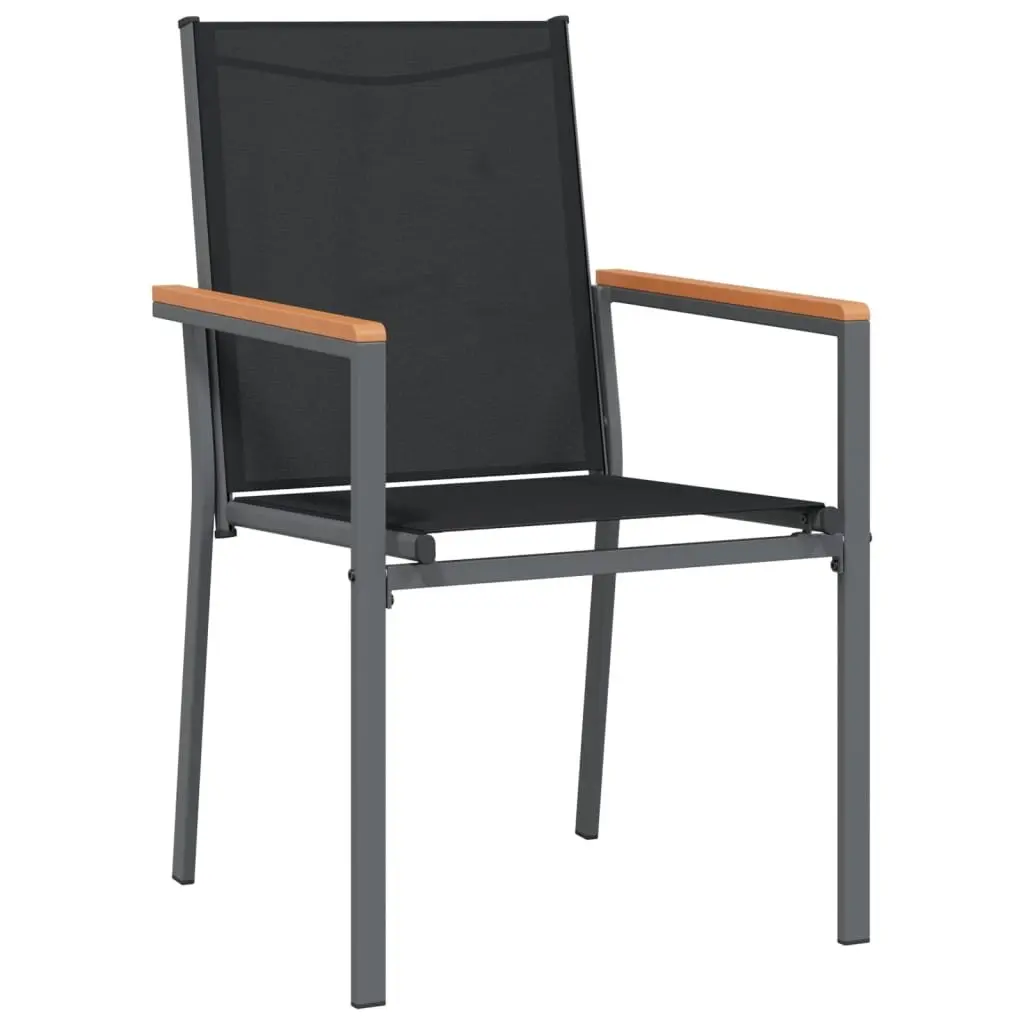 Garden Dining Set 5 Piece Outdoor Table Chairs Black Textilene Steel Frame