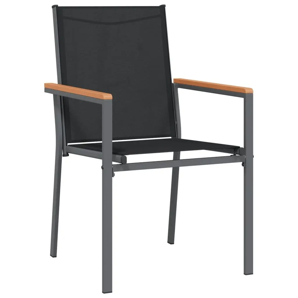 Garden Dining Set 5 Piece Outdoor Furniture Black Steel Textilene Chairs Table