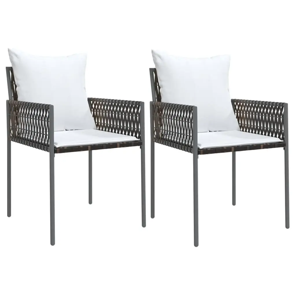 Garden Dining Set 3 Piece Outdoor Furniture PE Rattan Steel Frame with Cushions