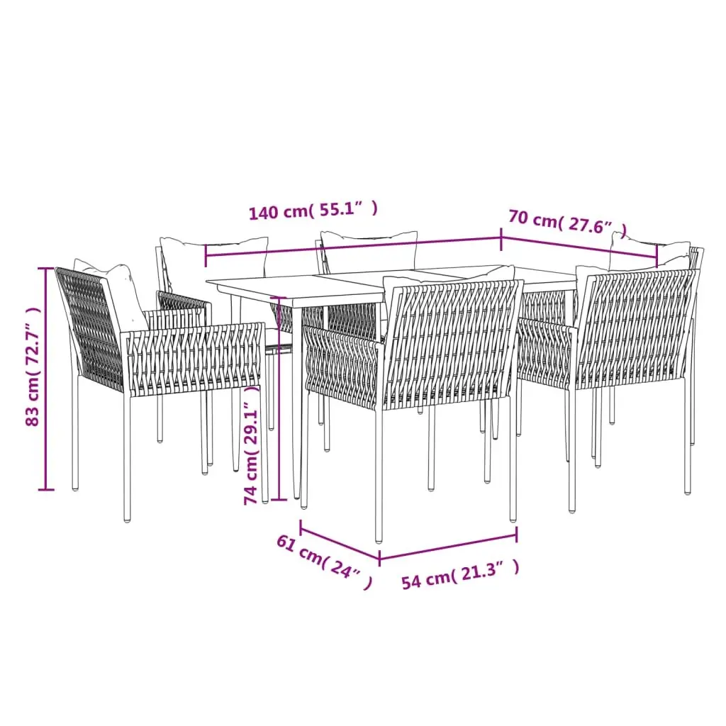 7 Piece Garden Dining Set for Outdoor Enjoyment