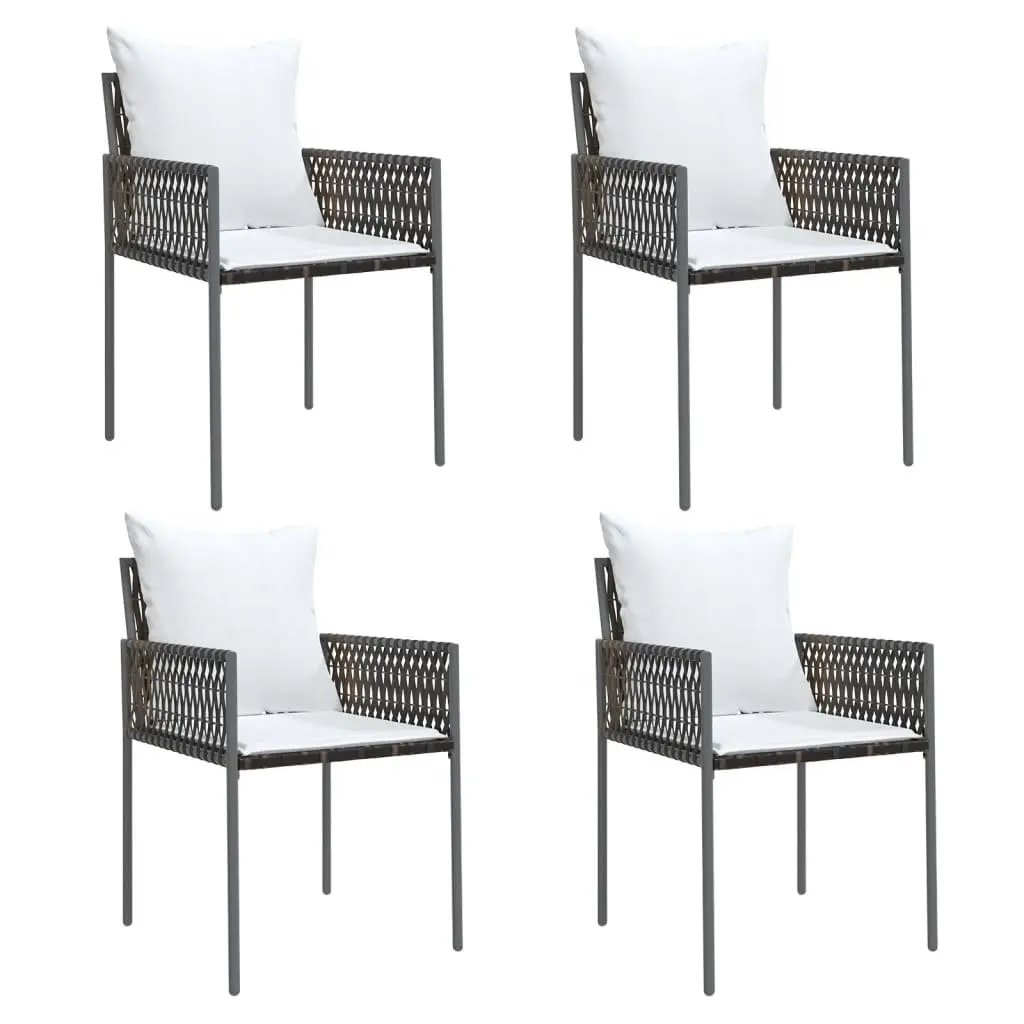 Garden Dining Set Brown 5 Piece Outdoor Furniture PE Rattan Steel Frame Tempered Glass