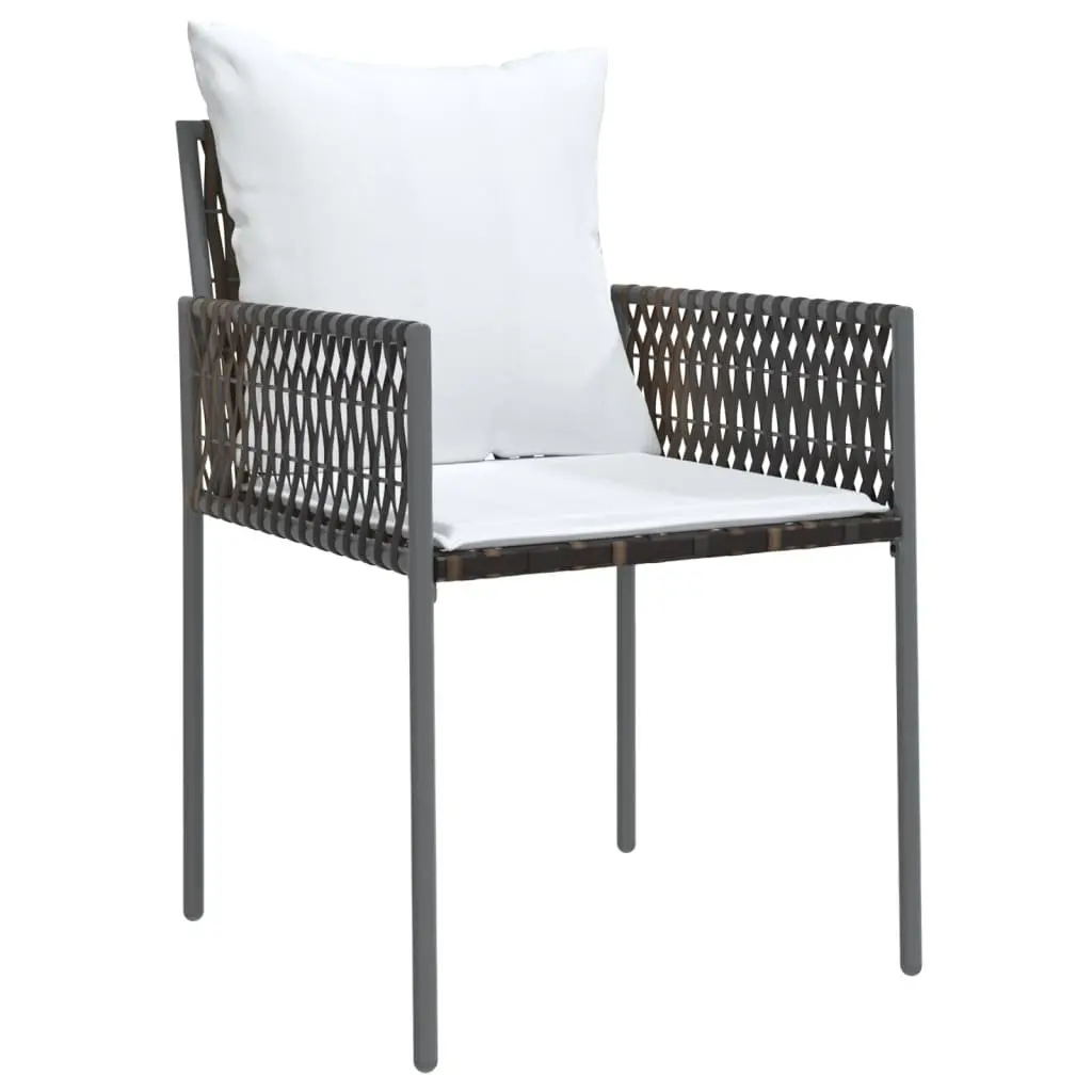 Garden Dining Set Brown 5 Piece Outdoor Furniture PE Rattan Steel Frame Tempered Glass