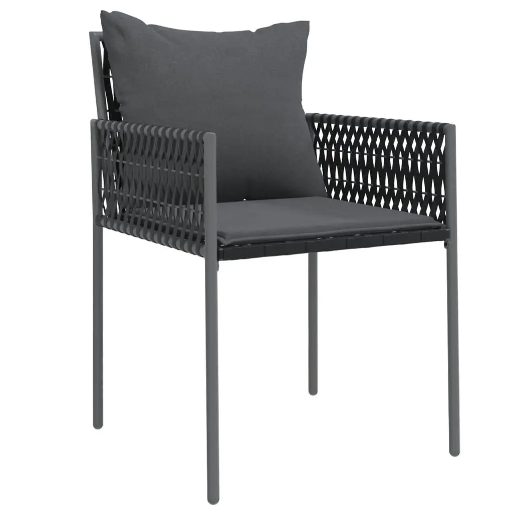 5 Piece Outdoor Dining Set Black Garden Furniture Poly Rattan Steel Frame Chairs