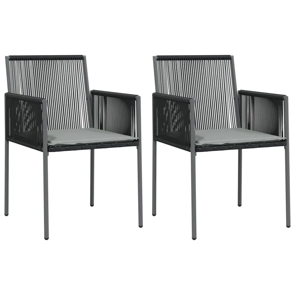 Garden Dining Set Black 3 Piece Outdoor Furniture PE Rattan Steel Frame Tempered Glass Top