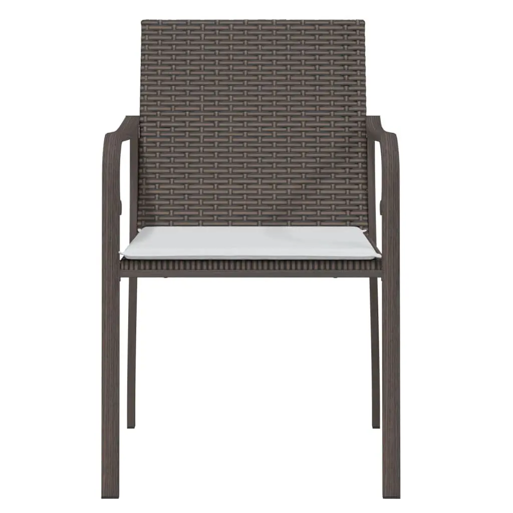 Outdoor Garden Chairs Brown Set of 4 Weather Resistant Poly Rattan Patio Seating with Cushions