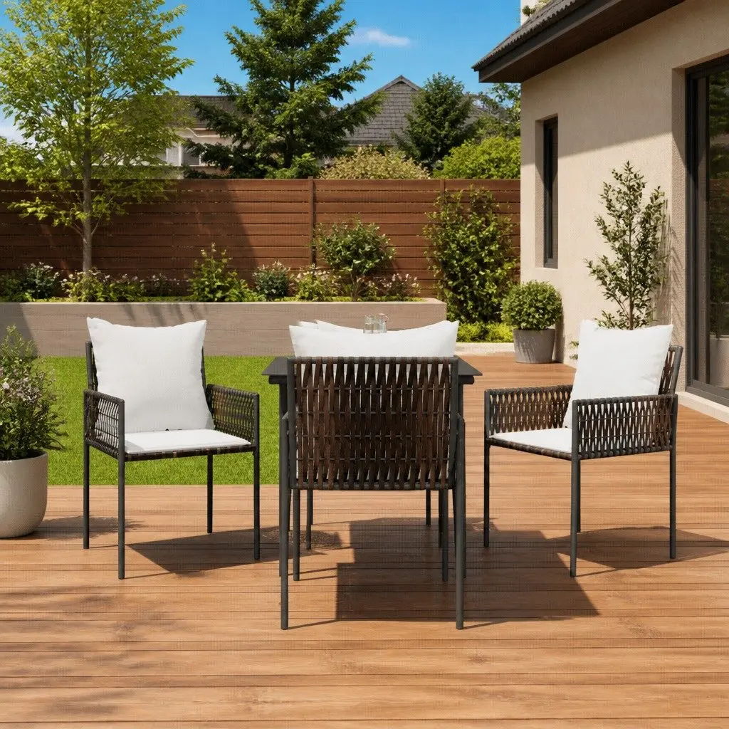 4pcs Brown Outdoor Garden Chairs