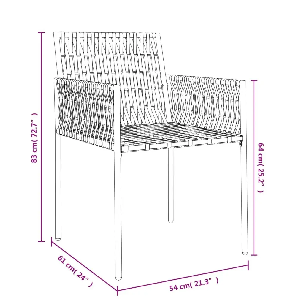 4pcs Brown Outdoor Garden Chairs