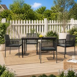 Quality Outdoor Chairs Set - 4 Cushioned Rattan Chairs