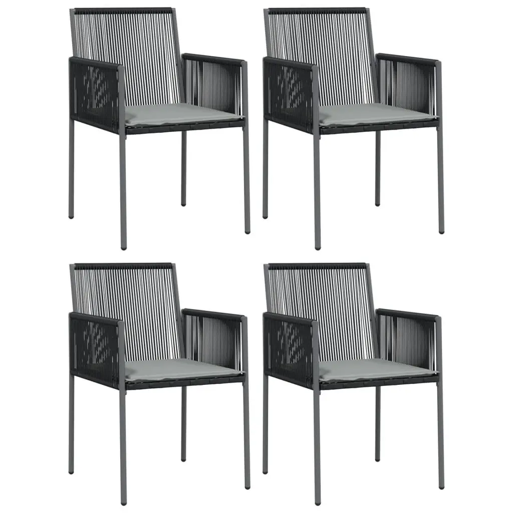 Outdoor Garden Chairs Set Black 4 Piece Poly Rattan with Cushions