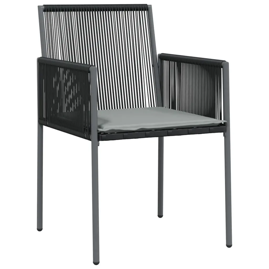 Outdoor Garden Chairs Set Black 4 Piece Poly Rattan with Cushions