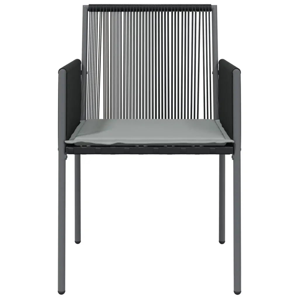 Outdoor Garden Chairs Set Black 4 Piece Poly Rattan with Cushions