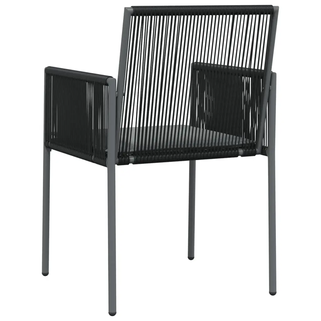 Outdoor Garden Chairs Set Black 4 Piece Poly Rattan with Cushions