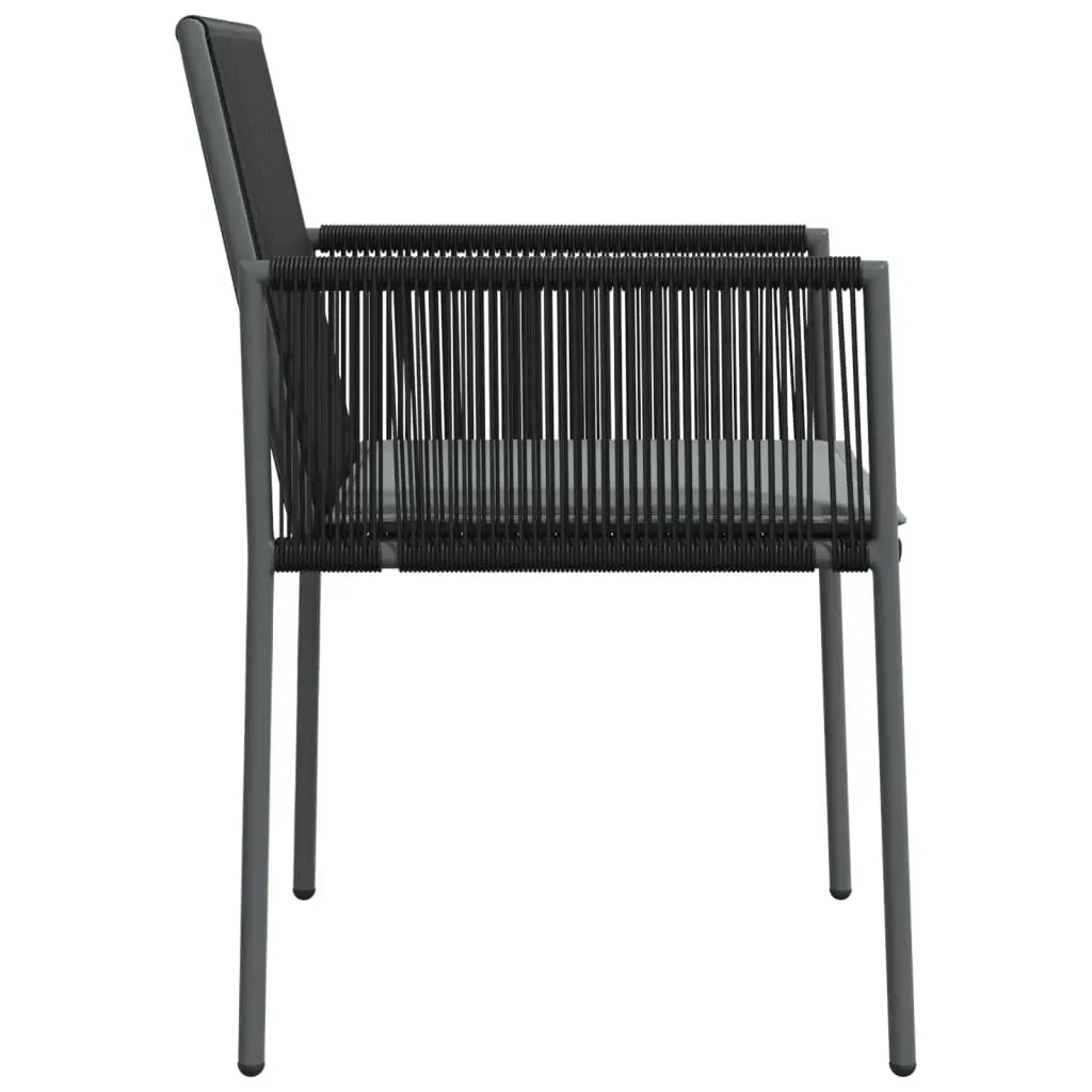 Outdoor Garden Chairs Set Black 4 Piece Poly Rattan with Cushions