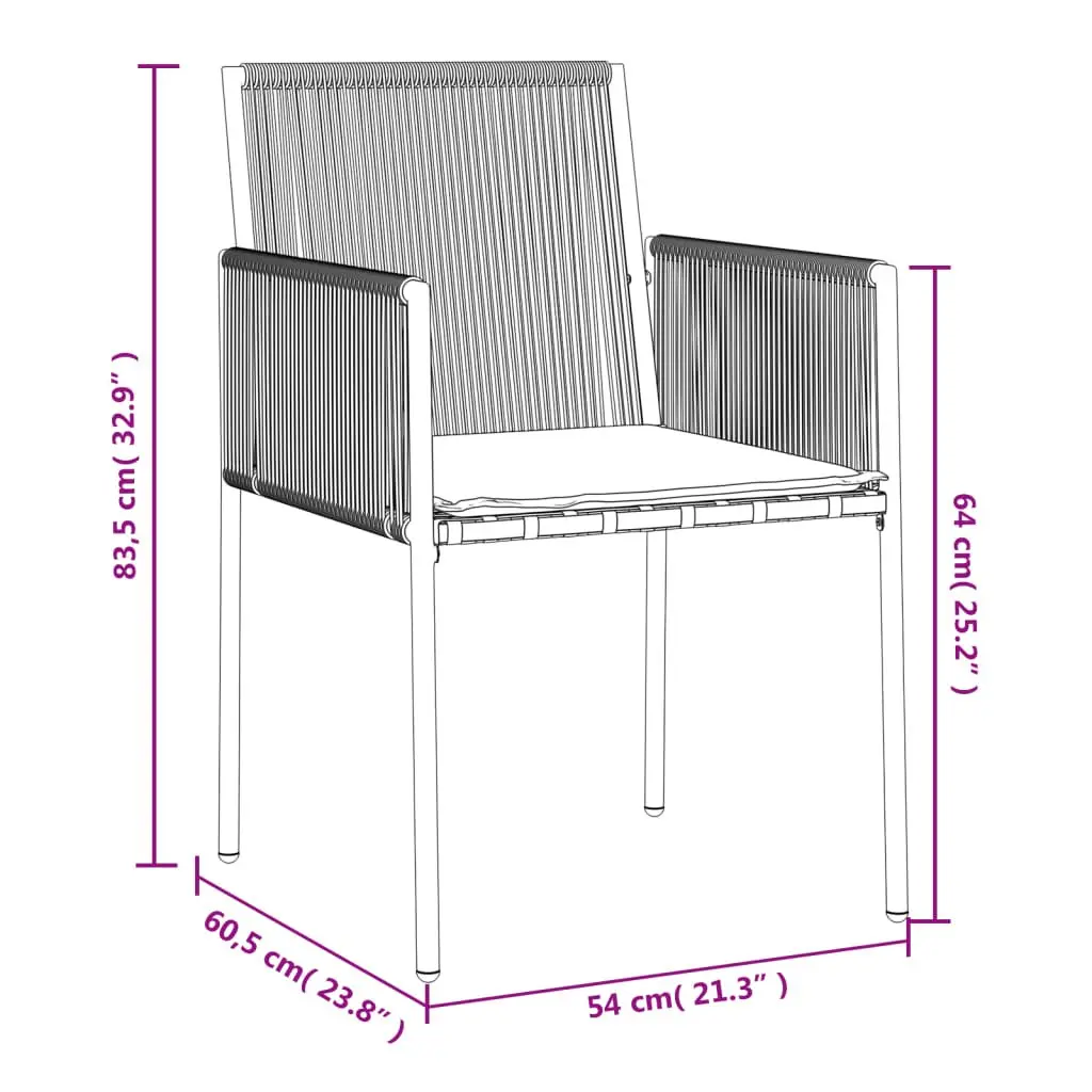 Outdoor Garden Chairs Set Black 4 Piece Poly Rattan with Cushions