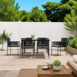 6-Piece Poly Rattan Patio Chairs with Cushions in Black