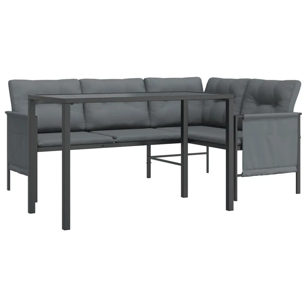 Garden Dining Set Anthracite 2 Piece Steel Frame Cushioned Seating
