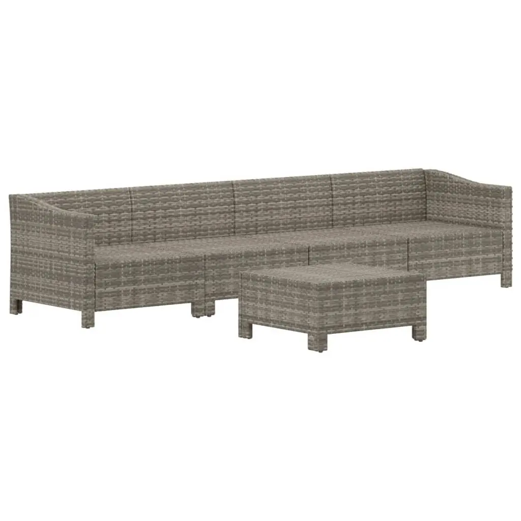 5 Piece Outdoor Garden Lounge Set with Cushions Grey Poly Rattan Furniture