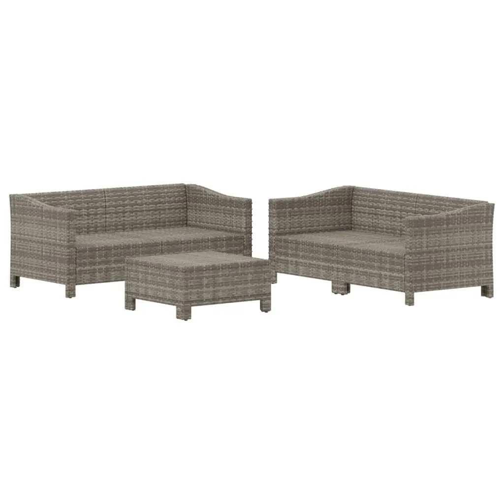 Garden Lounge Set 5 Piece Outdoor Furniture Grey Poly Rattan with Cushions