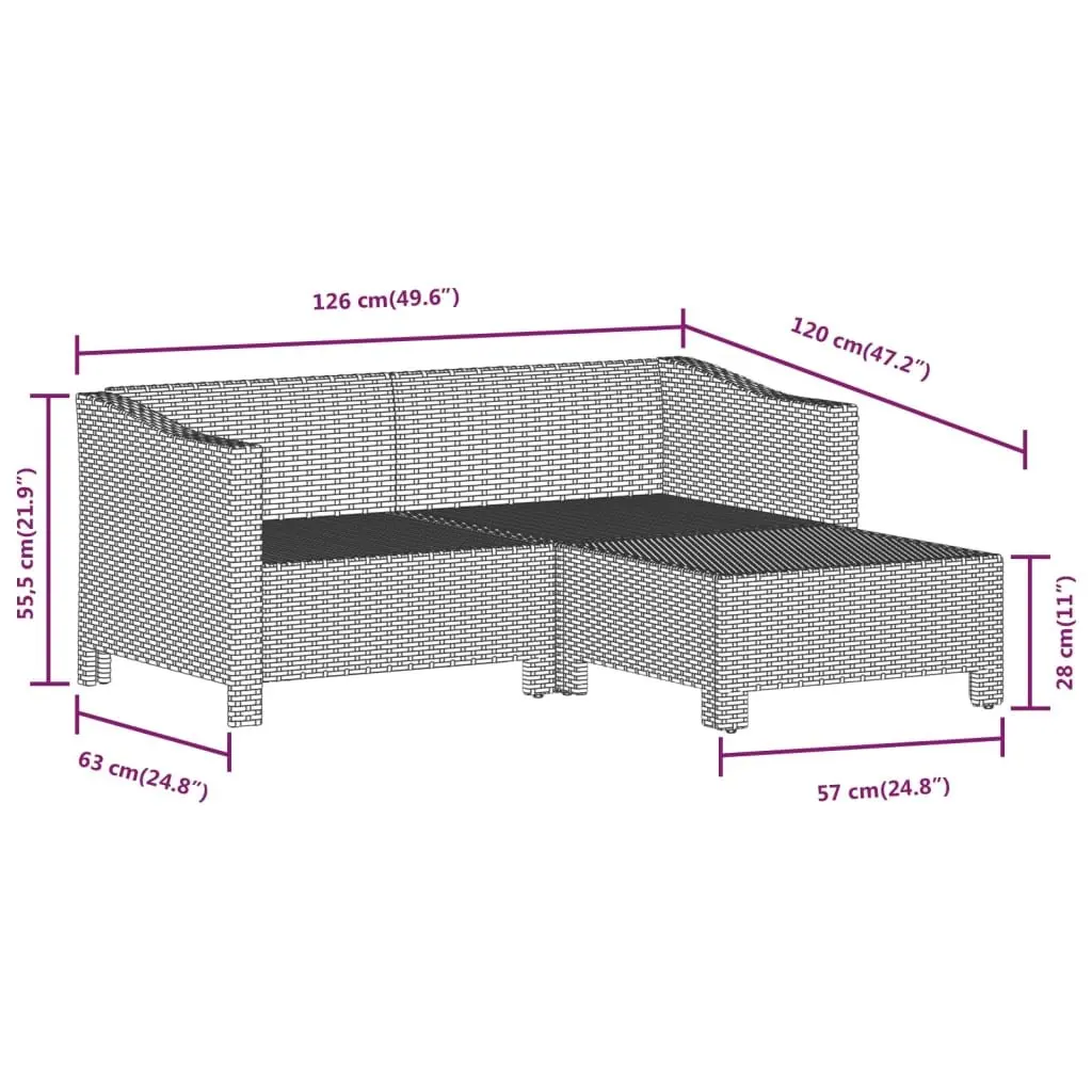 Garden Lounge Set 5 Piece Outdoor Furniture Grey Poly Rattan with Cushions