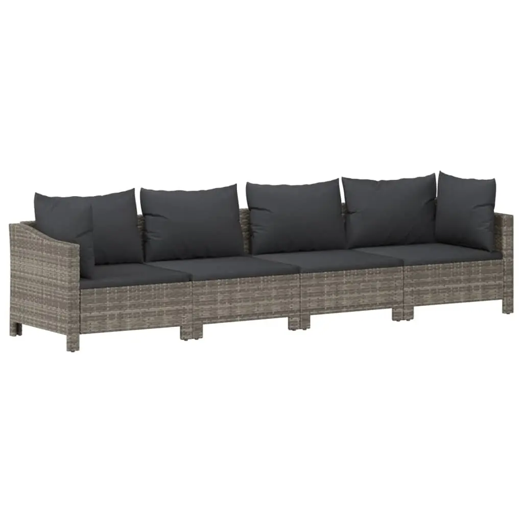 Garden Lounge Set 9 Piece Outdoor Furniture Grey Poly Rattan with Cushions