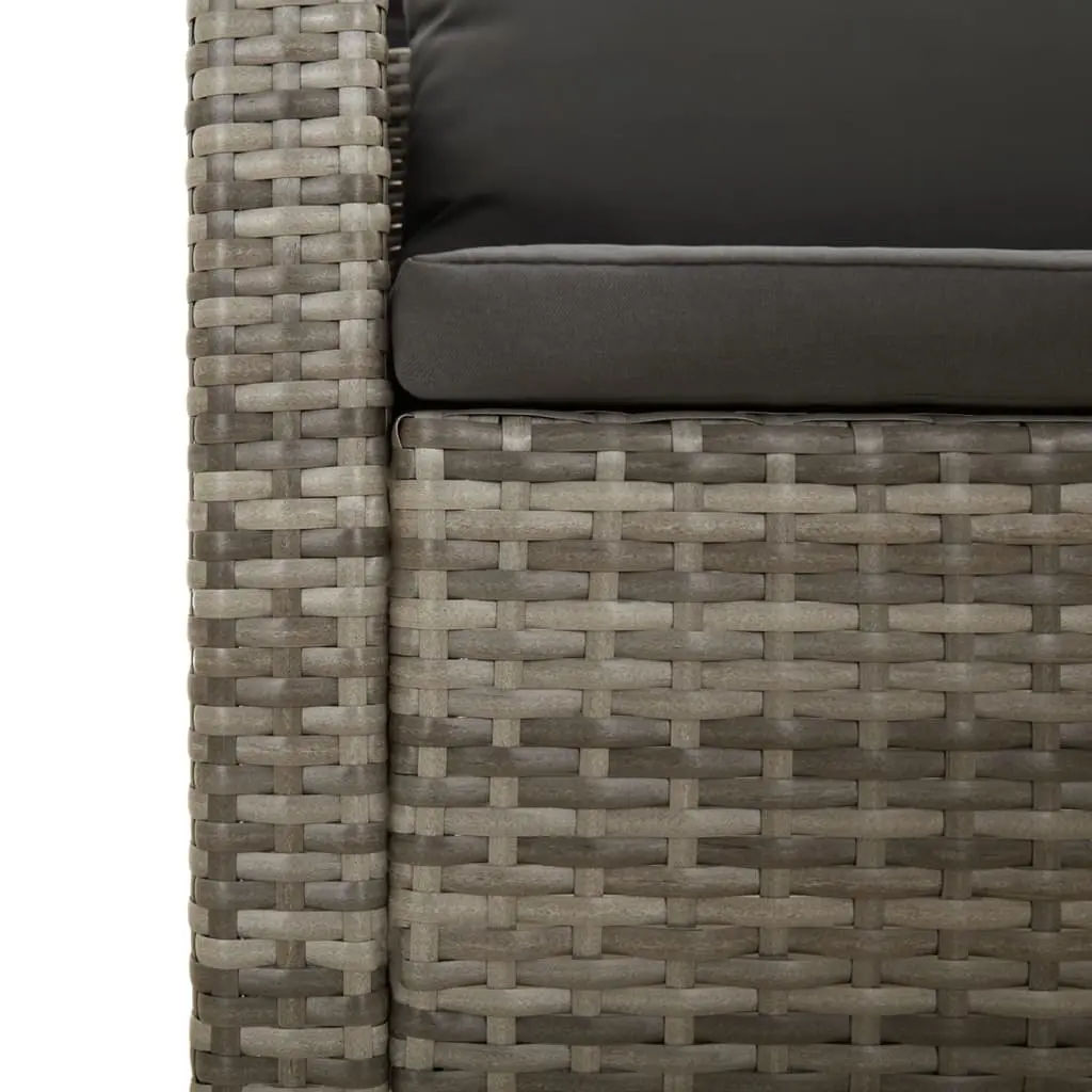 Garden Lounge Set 9 Piece Outdoor Furniture Grey Poly Rattan with Cushions