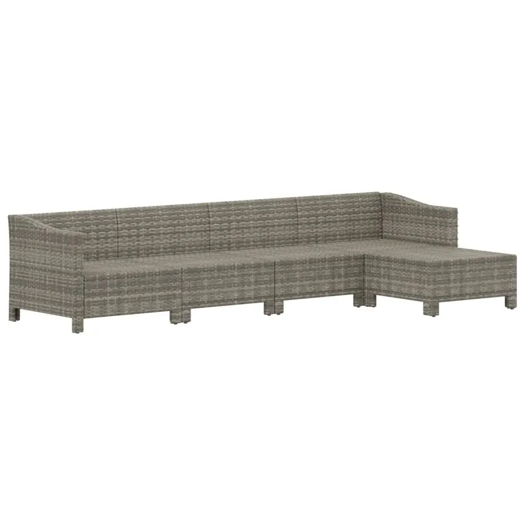 5 Piece Garden Lounge Set Outdoor Furniture Grey Poly Rattan Cushions Seating